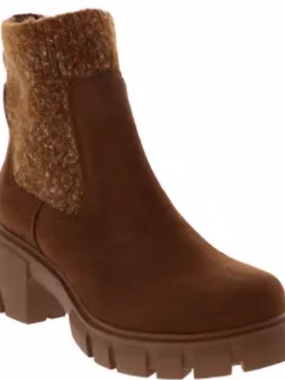 Women's Brown Faux-Shearling Chelsea Ankle Boot